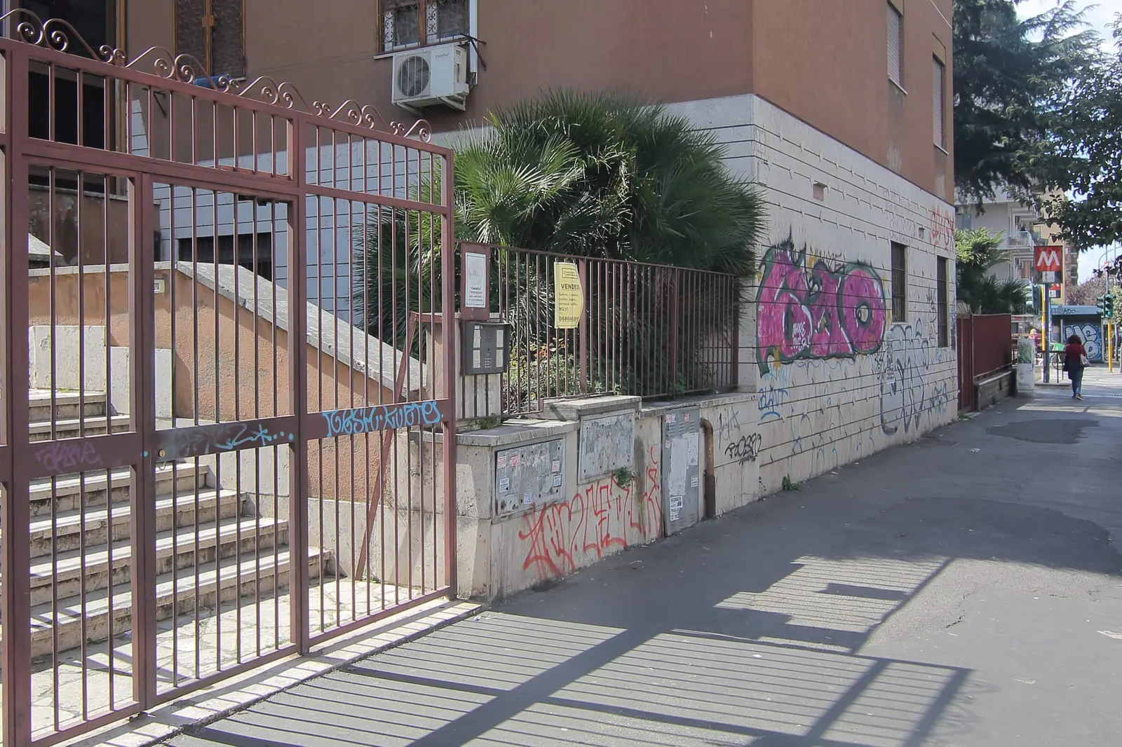 The building's entrance from the street