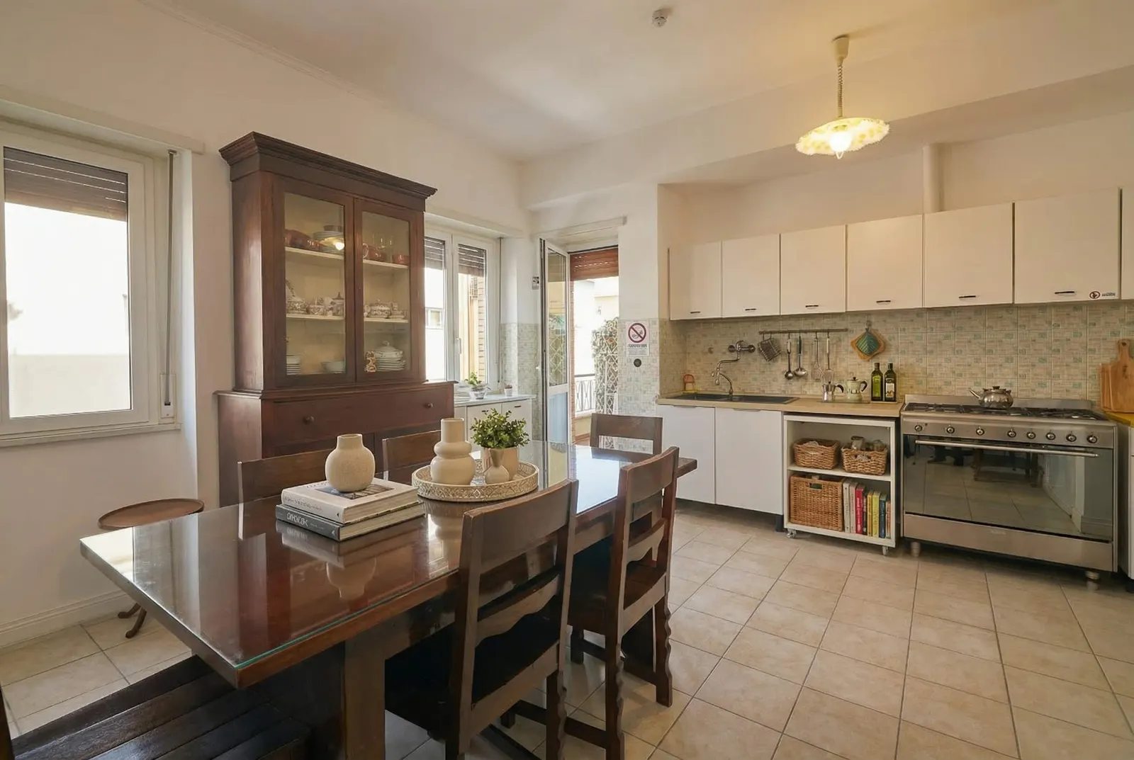 The 1950s dining room with its dresser and kitchenette