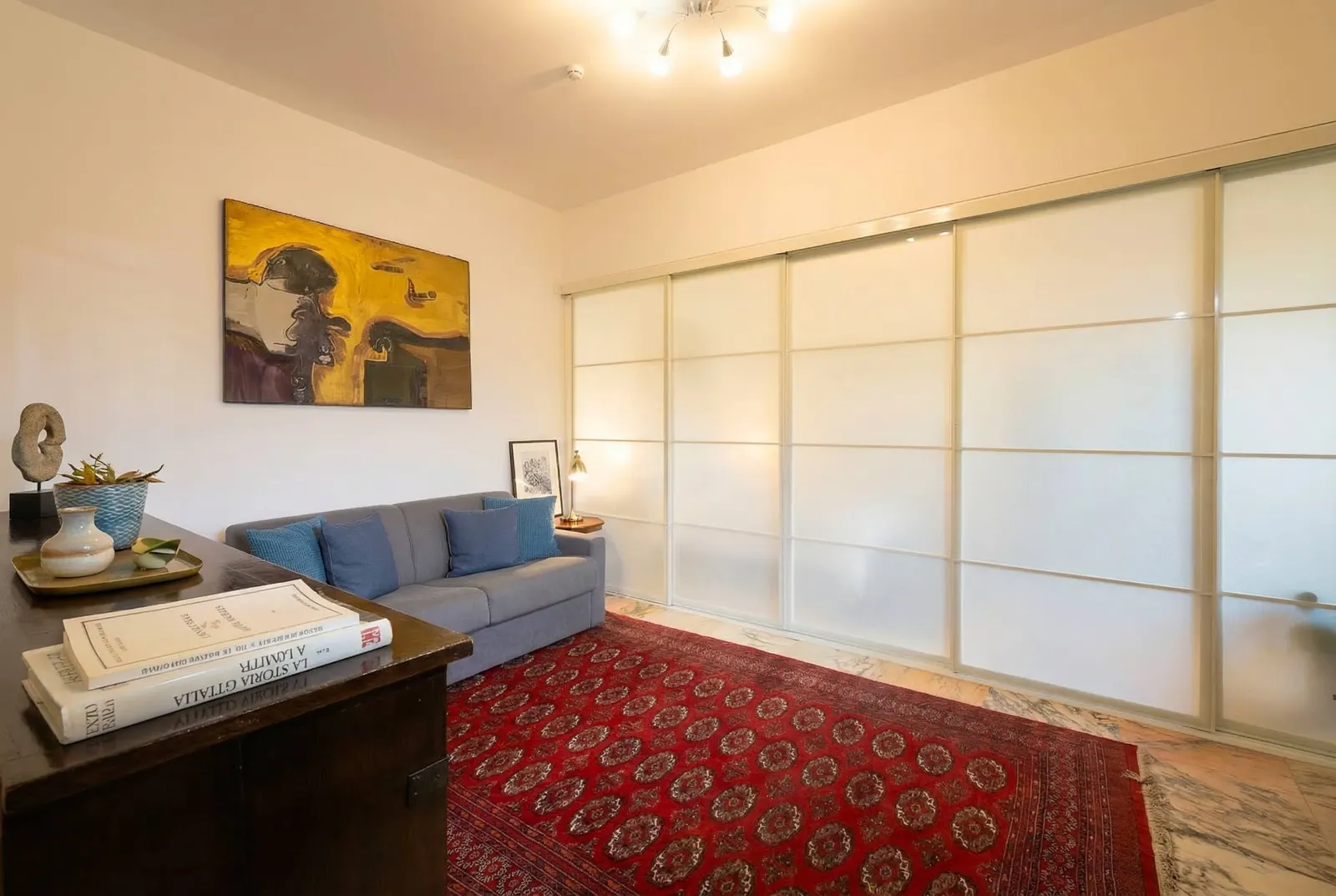 The desk in the suite's sitting area