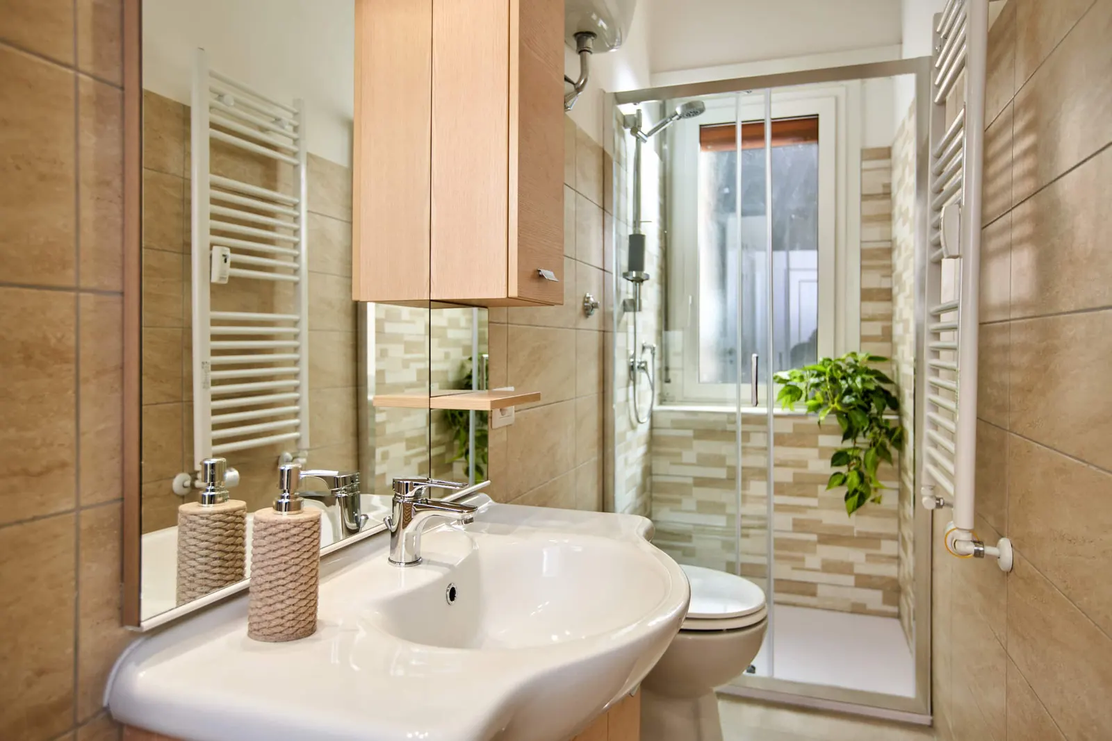 The romantic bedroom's private bathroom, with shower